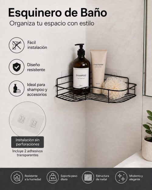ESQUINERO DE BAÑO METÁLICO 🛁✨