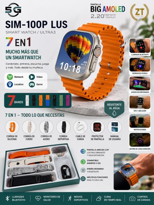 RELOJ SMART CON SIM CARD PARA LLAMADAS SIM 100P