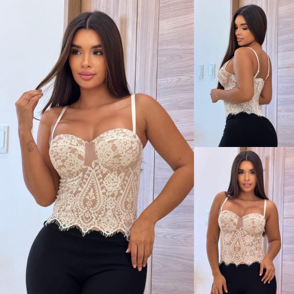 CROP TOP DE ENCAJE DAMA