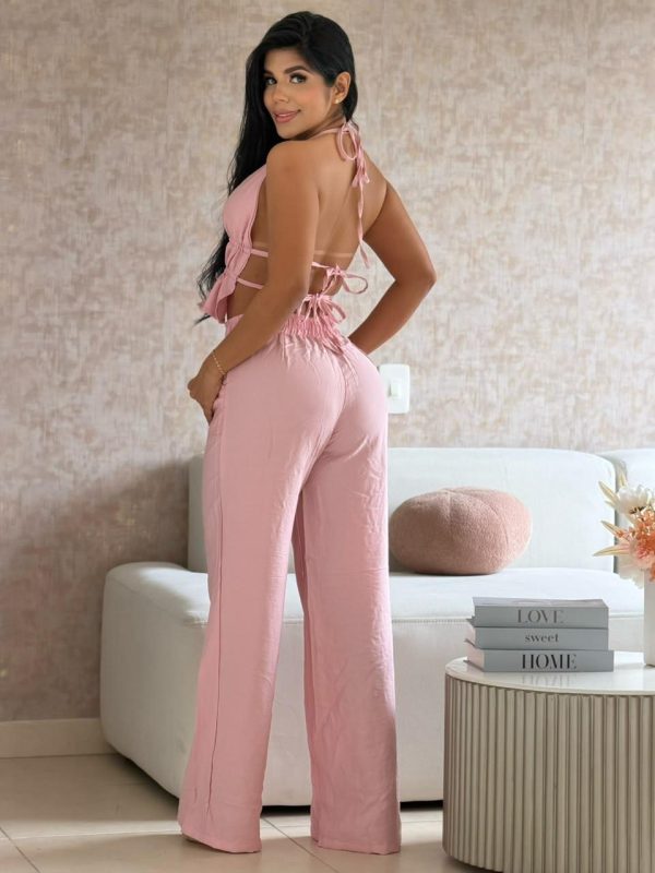 CONJUNTO DE BLUSA HALTER Y PANTALÓN